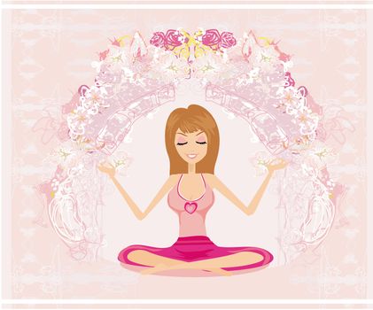 Yoga girl in lotus position