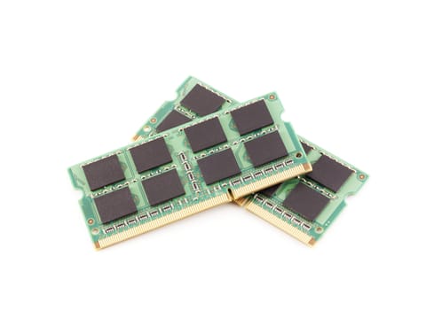 Laptop RAM memory modules isolated on white