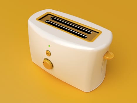 White electric toaster on orange background