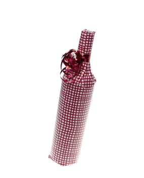Wrapped in wine bottle on white background