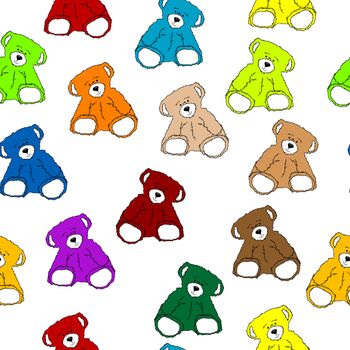 seamless teddy pattern, isolated