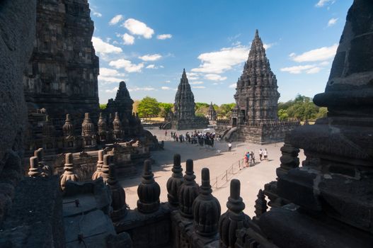 Prambanan temple, hindu temple in Indonesia of similar shape as Angkor's temples in Cambodia