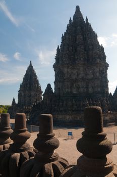 Prambanan temple, hindu temple in Indonesia of similar shape as Angkor's temples in Cambodia