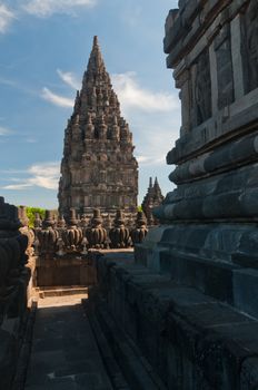Prambanan temple, hindu temple in Indonesia of similar shape as Angkor's temples in Cambodia