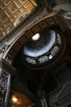 Beautiful interior of famous St. Peter's Basilica in Vatican. Rome, Italy