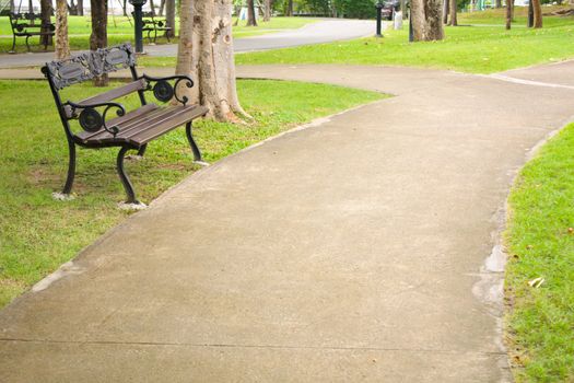 Bench in the park. Recreational area general nature.