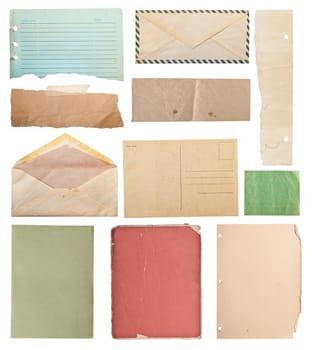 vintage paper collection, isolated in white background, clipping paths.