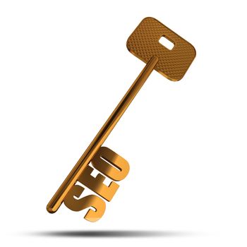 SEO gold key - symbol for Searching Engine optimization - Conceptual image