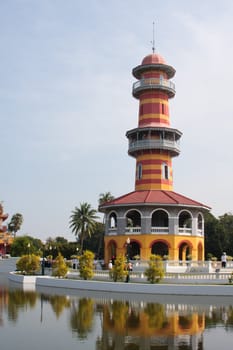 High tower with a clear sky. Adjacent waterfront