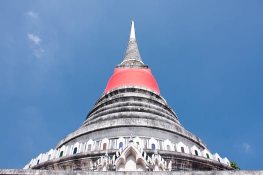 Pagoda Temple in the sky bright Buddhist monasteries. Temples in Thailand