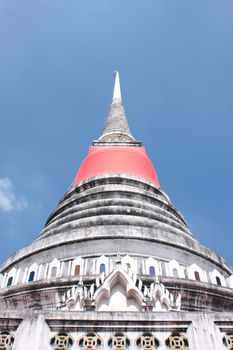 Pagoda Temple in the sky bright Buddhist monasteries. Temples in Thailand