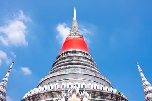 Pagoda Temple in the sky bright Buddhist monasteries. Temples in Thailand