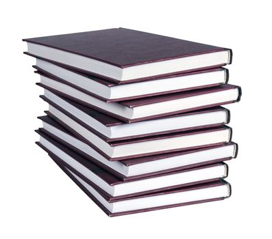 A large stack of books isolated on white with clipping path