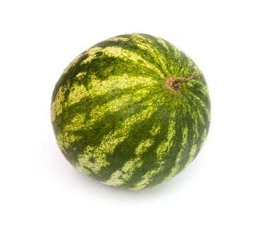 Ripe striped green watermelon isolated on a white background