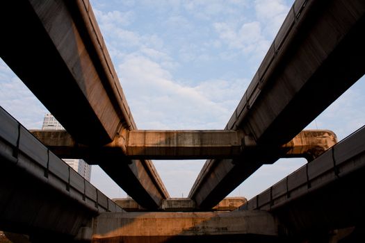 High Bridge, a long stretch away under a bright sky.
