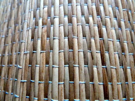 closeup on a section of bamboo matting 