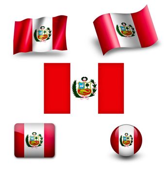 peru flag icon set