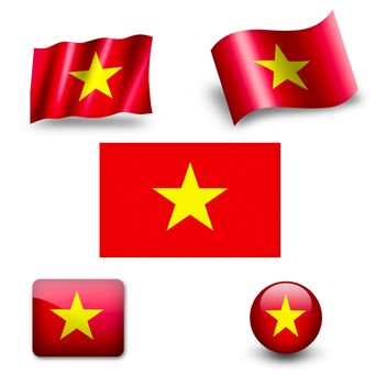 vietnam flag icon set