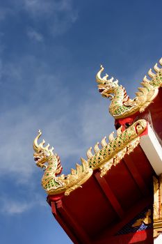 Naga roof of a temple in the northern of Thailand.