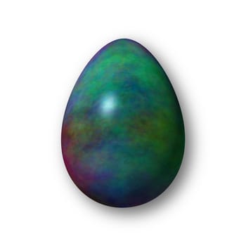 Green marble egg on white background.