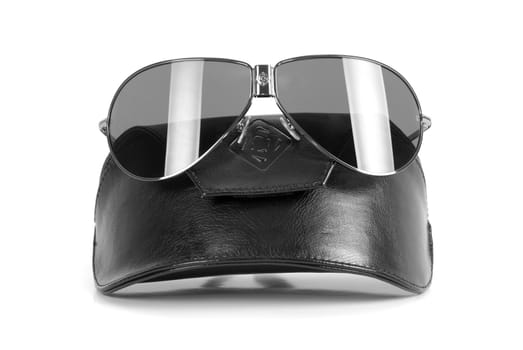 Modern black sunglasses isolated on a white