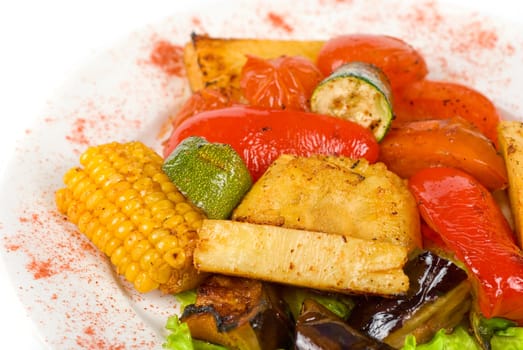 closeup of tasty assorted grilled vegetables i