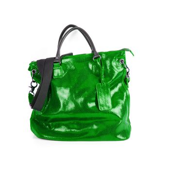 green women bag isolated on white background