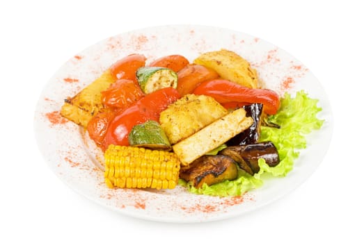 closeup of tasty assorted grilled vegetables i