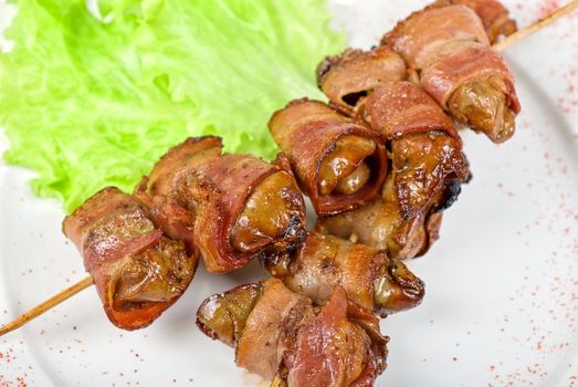 Beef Meat roll stuffed with chicken and pork meat with thyme and rosemary