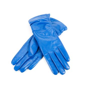 blue modern female leather gloves isolated on a white