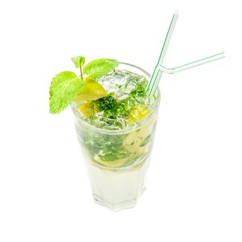 classic mojito alcohol fresh cocktail isolated on a white