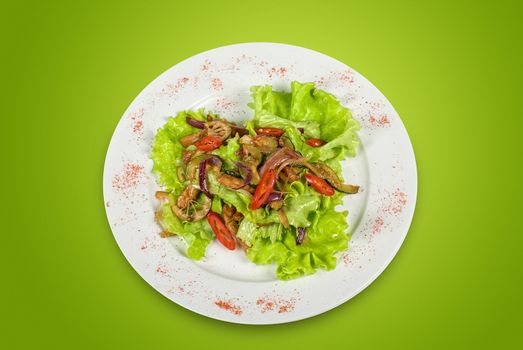 Salad of pork, courgette, lime with hazelnut and lettuce