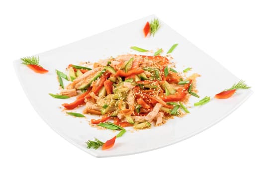 Chinese salad with spicy meat and vegetable