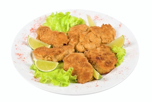 deep-sea scallop marinated at soy sauce and coat with breadcrumbs and fried at butter