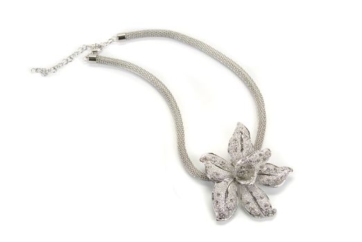 Flower shaped pendent with a silver chain