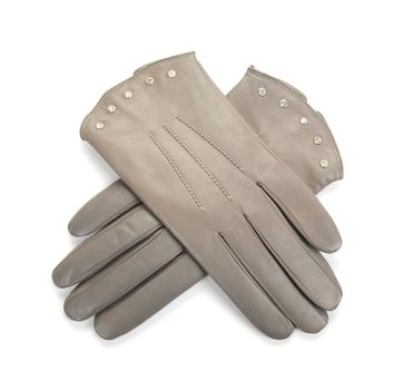 Grey modern female leather gloves isolated on a white