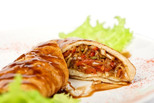 vegetables roasted at omelette closeup