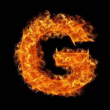 Fire letter G on a black background