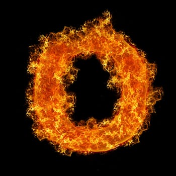Fire letter O on a black background