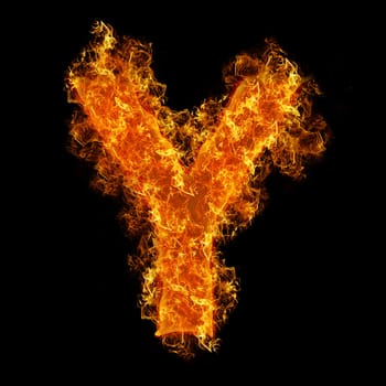 Fire letter Y on a black background