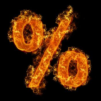 Fire sign Percent on a black background