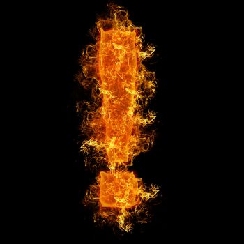 Fire sign exclamation mark on a black background