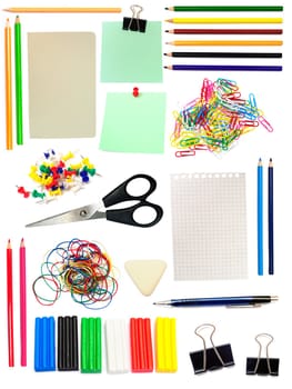 An image of stationary objects on white background