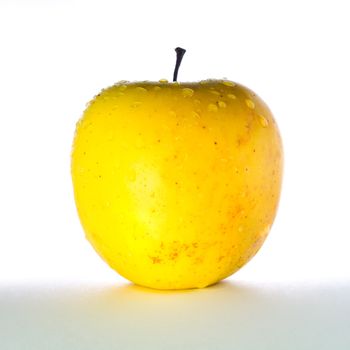 Stock photo: nature theme: an image of a big yellow apple with drops on it