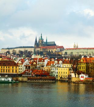 Photo of old town of Prague from river Vltava 