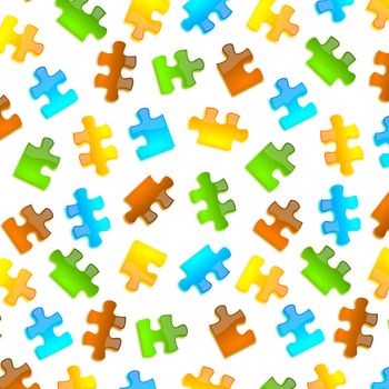 colored puzzle background glossy style in four color and different pieces shape