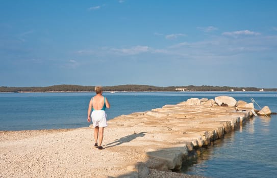 Beach in the early morning. Istria, Fazana, Croatia