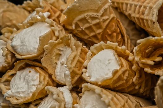 Traditional pizzelle holiday cookies cannoli