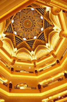 famous architectural detail of the Emirates palace hall in Abu Dhabi