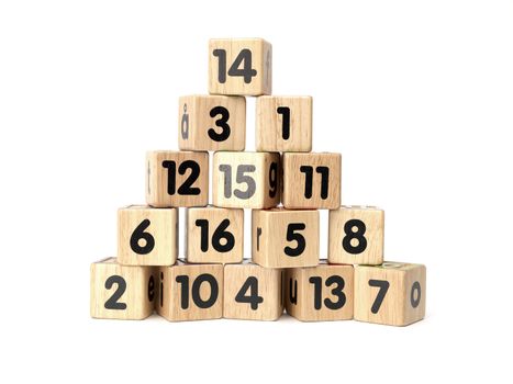 Stack of Blocks with numbers isolated on white background